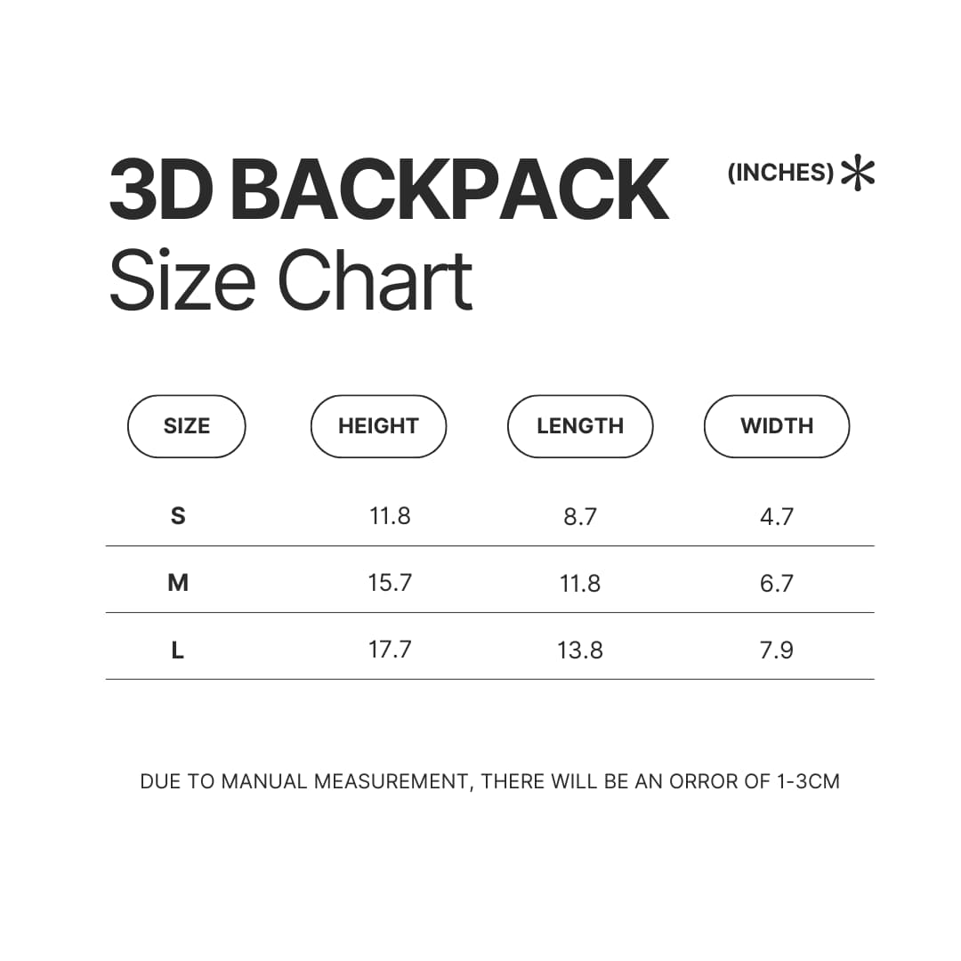 3D Backpack Size Chart - Blue Archive Merch