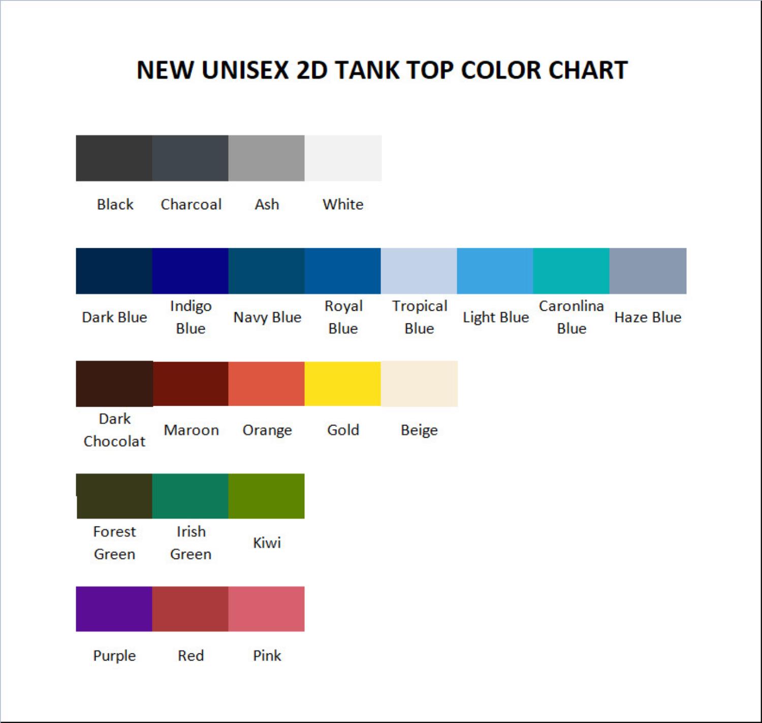 tank top color chart - Blue Archive Merch